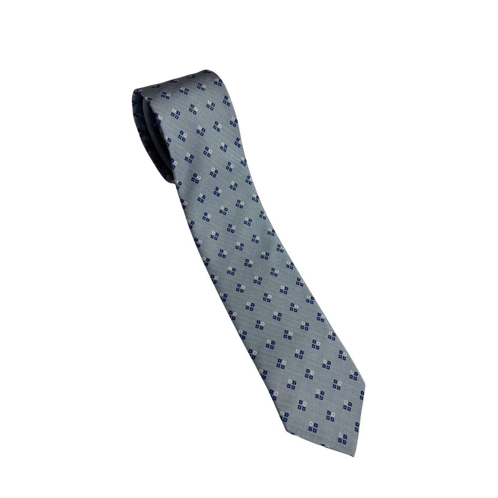 Brooks Brothers Tie Men OS Blue Geometric Silk Red Fleece Herringbone USA B48